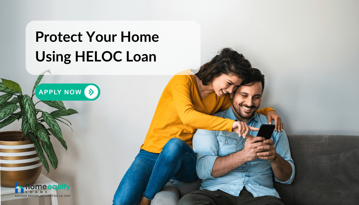 Happy couple using HELOC to pay off mortgage deferral 